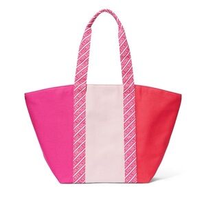 Victoria’s Secret  ❤️🤍🩷 Colorblock Pink Canvas Tote Bag VS Pink Shoulder Bag